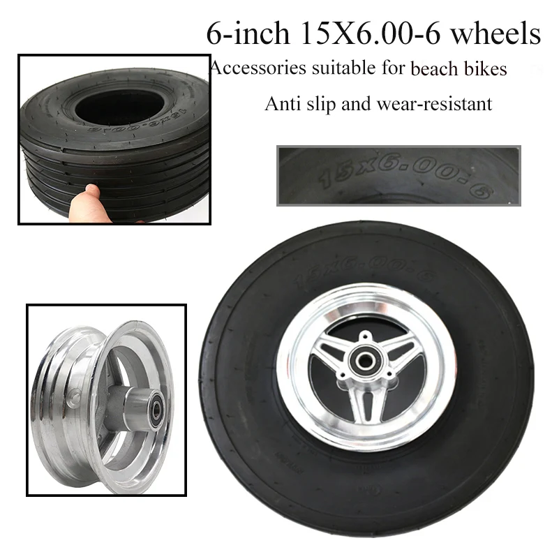 Size 15x6.00-6 Straight Rib Lawn & Garden Tire wheels 15X6-6 inch 168CC Karting Go Kart Motorcycle Wheel Rim With Tubeless Tyre