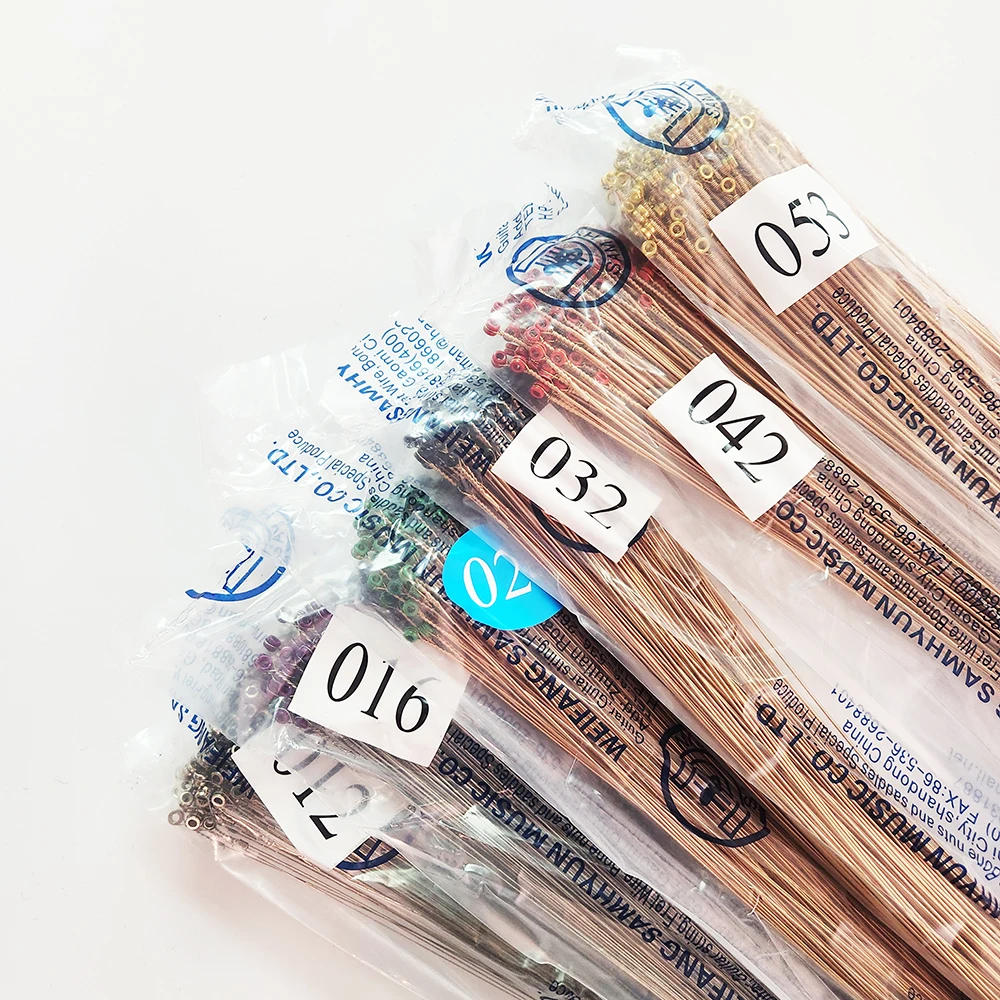 حزمة كبيرة (1000 مجموعة) أوتار جيتار صوتي من البرونز الفوسفور الفاخر، مقاس 1253، مطلية بالنانو لمتانة معززة