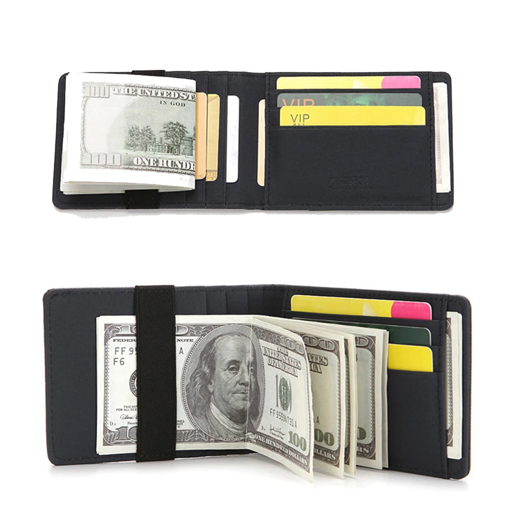 Men Pu Leather Card Holder Wallet Minimalist Thin Small Money Clips Coin Purses Wallets Short Business Card Holder Clutch Bag