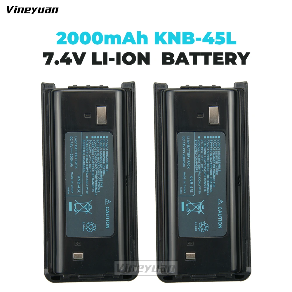 2X KNB-45L 7.4V 2000mAh Li-Ion Battery For Kenwood NX-340 TK-2202 TK-2206 TK-2207 TK-2212 TK-3217 TK-3306 TK-3307 ---KNB-45