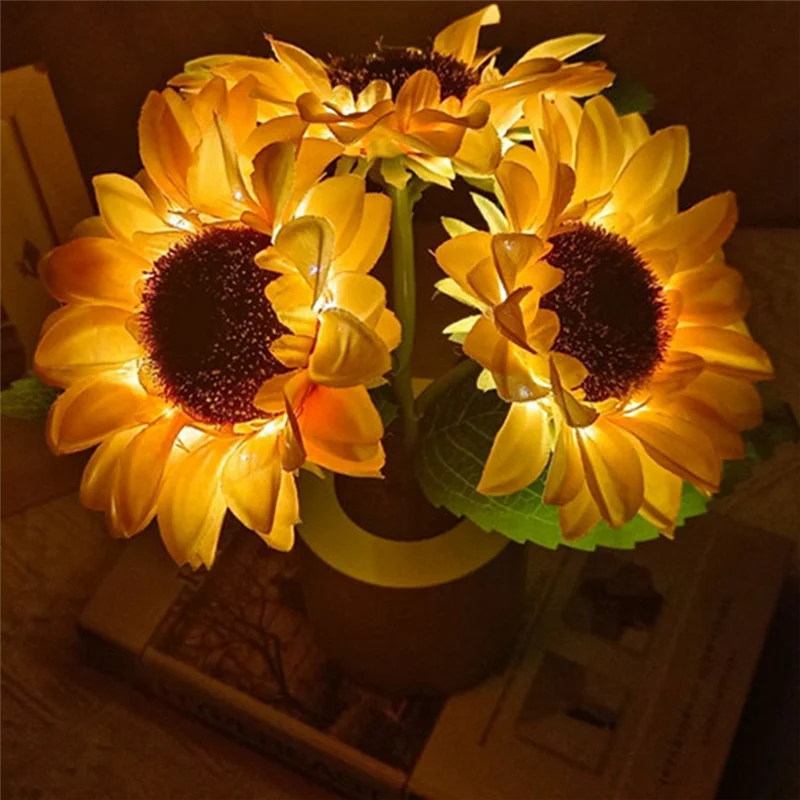 

A Rechargeable Sunflower LED Simulation Night Light Desk Lamp Simulation Flowers Decorative Atmosphere Lamp