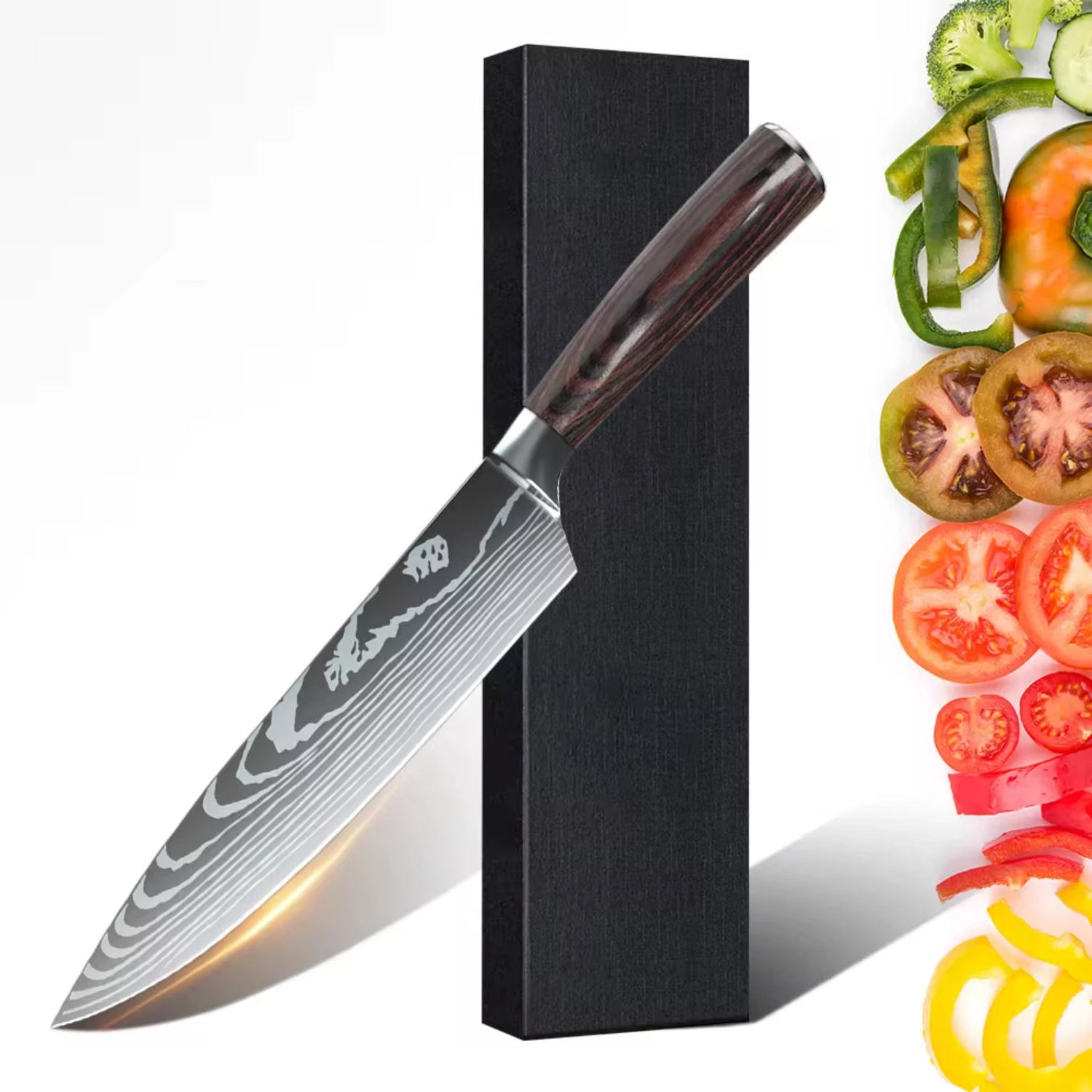 New 7CR17 Stainless Steel Kitchen   Butchers Knives Damascus Laser Pattern Chef  Cleaver  Filleting Kitchen Tool