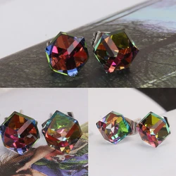 Luxury Classic Crystal Stone Stud Earrings Simple Square Crystal Earrings For Women Female Wedding Party Jewelry Gifts