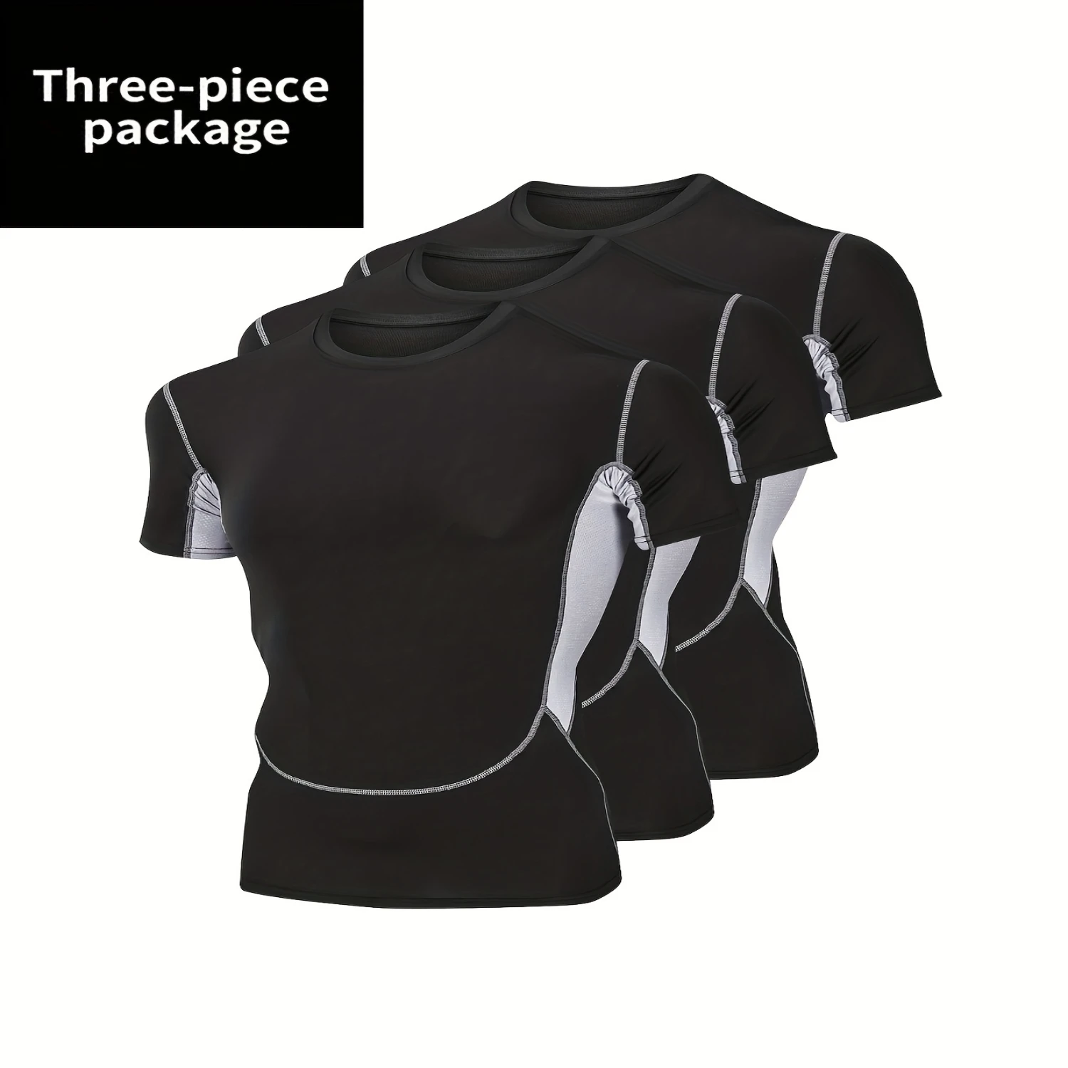 3pcs Men's Quick Dry Compression T-Shirt - Stay Cool and Comfortable During Summer Workouts with Breathable, Stretchy, and Moist