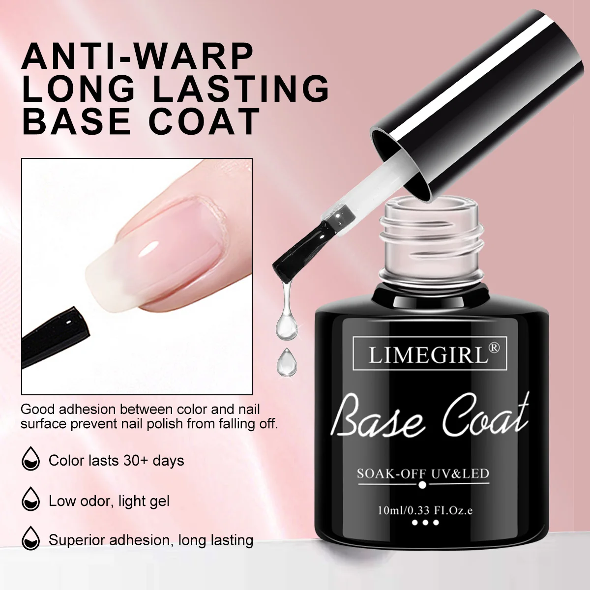 LIMEGIRL 3PCS/Kit Nail Soak Primer Clear Coating Bloom Gel Polishing UV Solid Extension Manicure Art Multifunctional Gel Kit