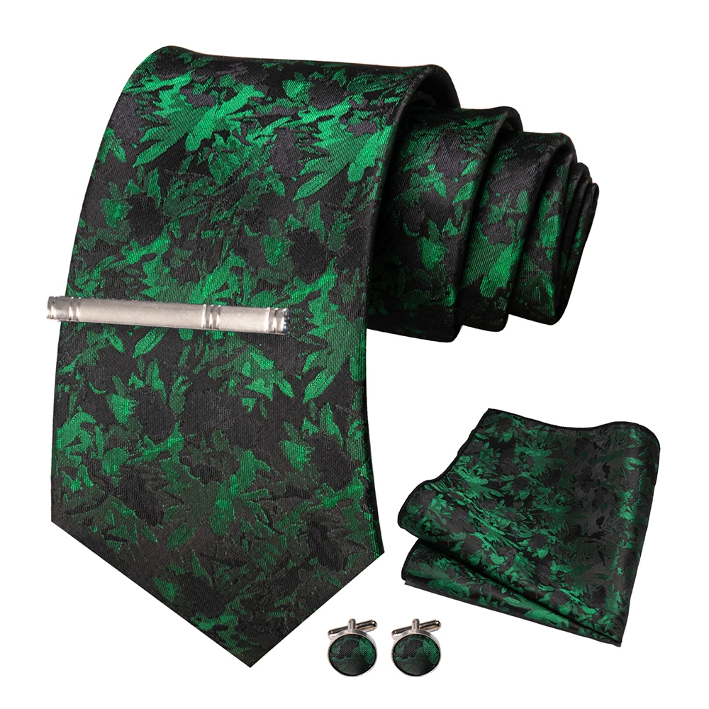 JEMYGINS Herren-Krawatte, grün, gestreift, Paisley-Krawatte für Hochzeiten, für Herren, Krawatte, Einstecktuch, Manschettenknöpfe, Set, Party, Business, Modedesigner – Detail 7