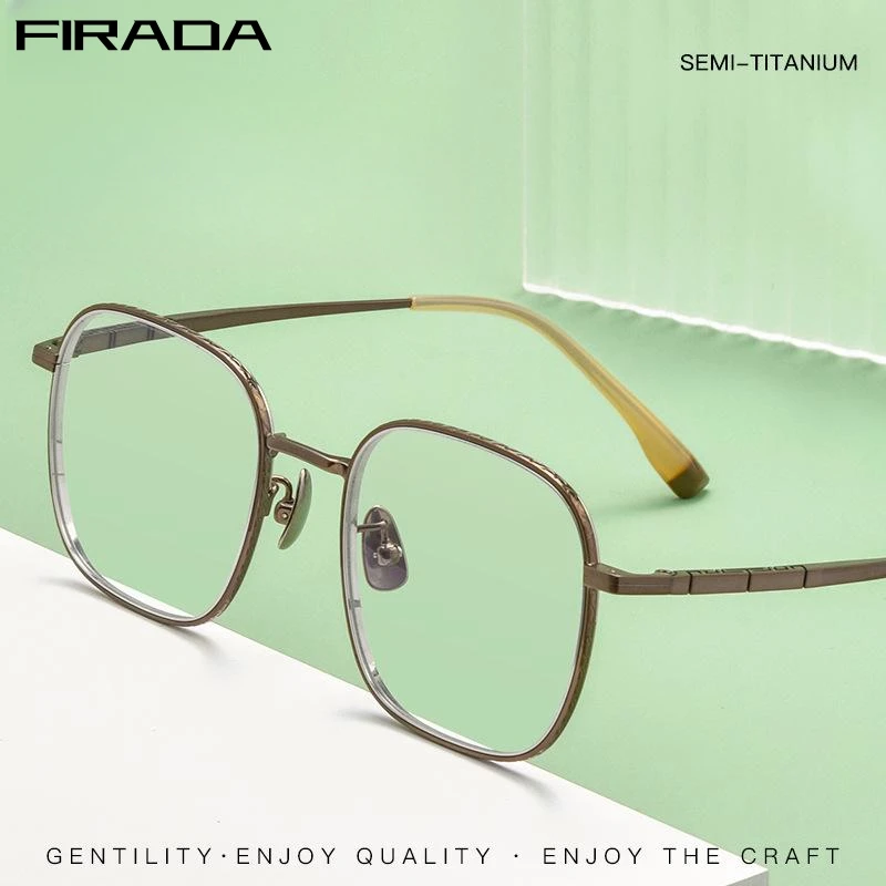 

FIRADA Fashion Comfortable Eyeglasses Vintage Square Titanium Eyewear Luxury Prescription Glasses Frame For Men And Women 95965T