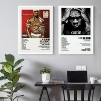 Poster Prints 50 Cent Tracklist Get Rich Or Die Tryin' Music Album Cover Canvas Painting Wall Art Picture Living Room Home Decor