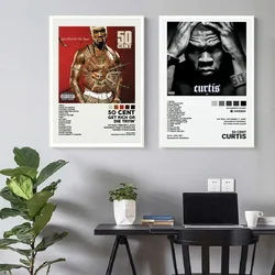 Poster Prints 50 Cent Tracklist Get Rich Or Die Tryin' Music Album Cover Canvas Painting Wall Art Picture Living Room Home Decor