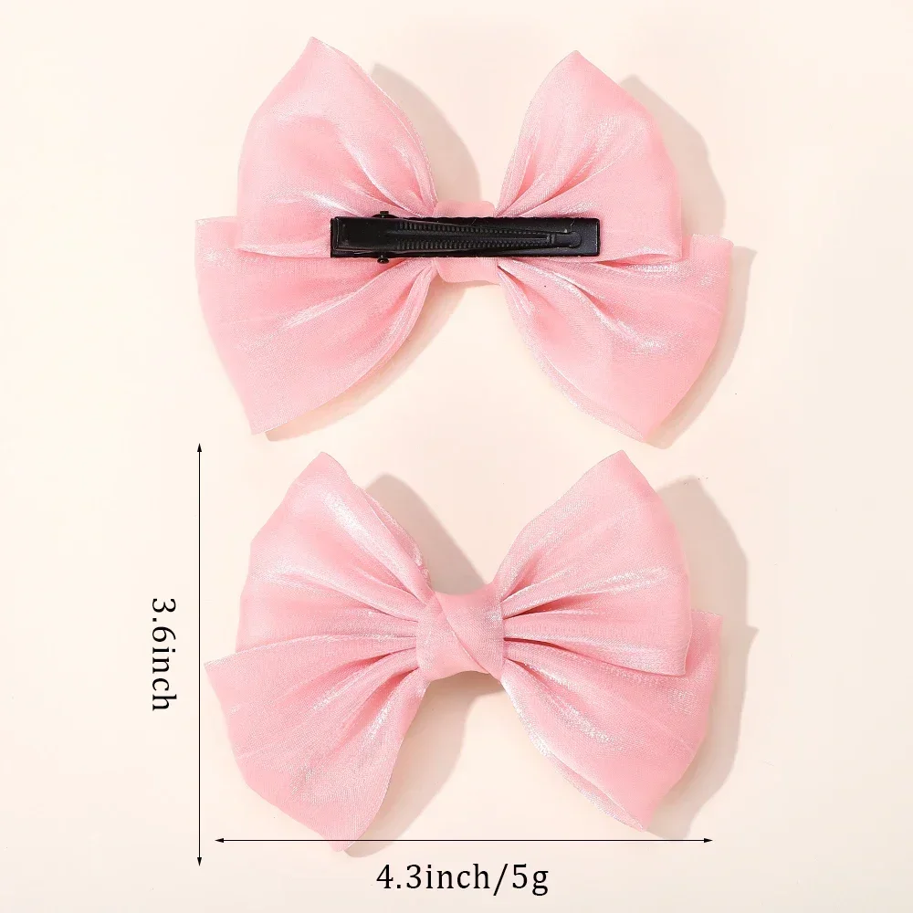 BABY BOWS 2Pcs 4.3inch Big Bows Chiffon Hair Clips Cheer Bowknot Hairpin Children Headdress Fashion Girls Hair Accessories