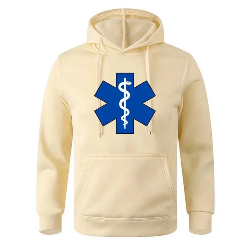 

EMT ambulance Printing Hoodies Mens Personality Fashion Hoody Hip Hop Fleece Streetwear Loose Pullover Spiritual Hoody