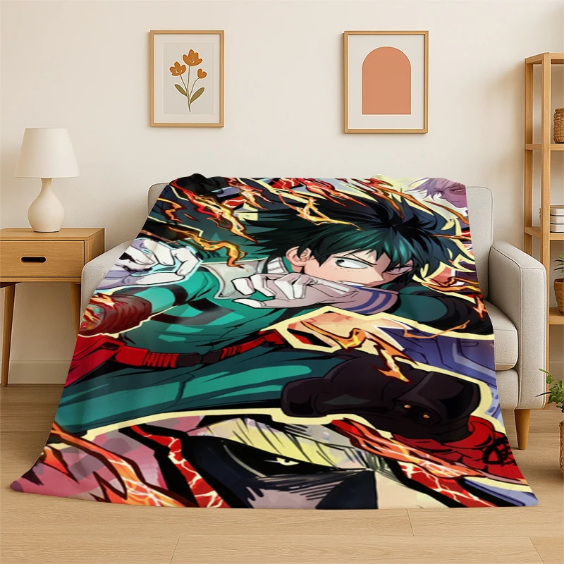 Cartoon My Hero Academia Deku Bakugou Anime Flannel Blanket Soft Warm Throw Blanket for Bedroom Living Room Bed Travel Picnic