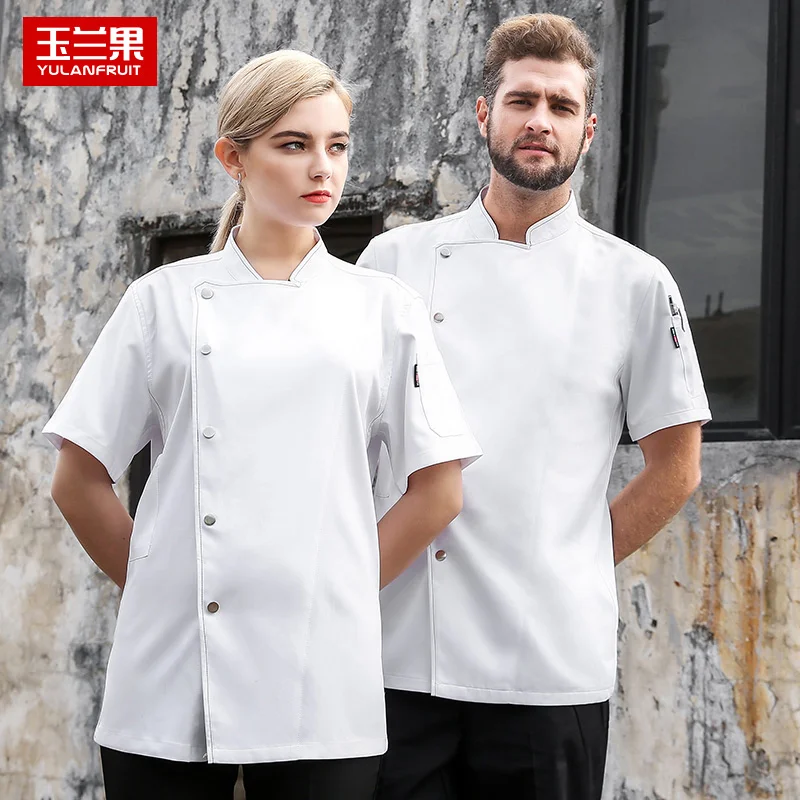 Chef's work clothes Men's and women's short sleeves hotel chef's clothes restaurant Catering kitchen Western food back kitchen b