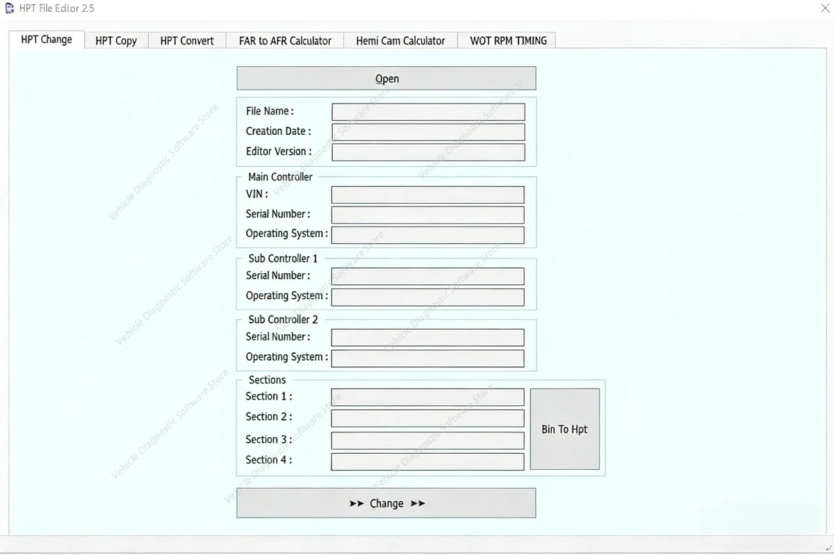 BIN to HPT Converter Unlock HPT File Editor 2.5 HPT change COPY Convert FAR to AFR Calculator Hemi Cam Calculator WOT RPM TIMING
