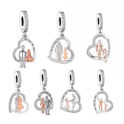 Fit Original Pan Charm Bracelet 925 Sterling Silver Grandad and Granddaughter Walk Bead For Making Women Berloque 2024
