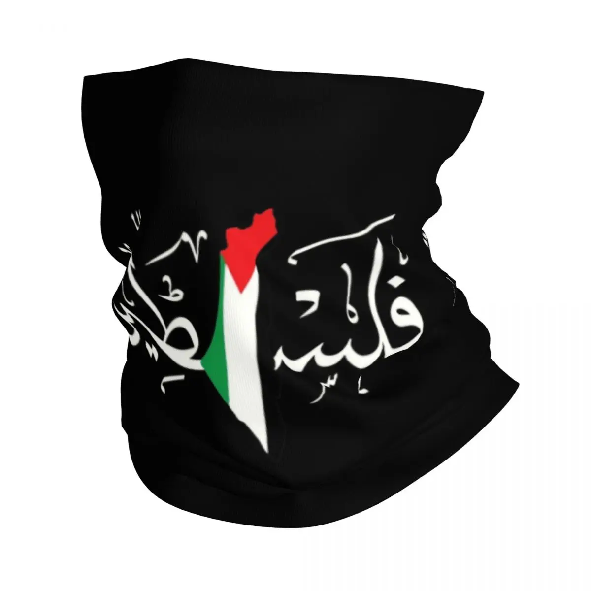 Palestine Arabic Calligraphy Name With Palestinian Flag Map Bandana Neck Gaiter for Ski Hunting Wrap Scarf Balaclava Warmer