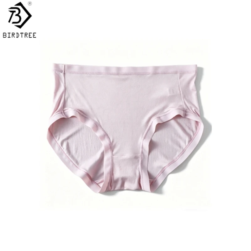 Birdtree, 2 Stück 100% Seiden-Slips, Damen Mittelhoch Sitzende Unterhosen, Nahtlos Gestrickte Atmungsaktive Weiche Slips, 2026 Sommer Neu A65713JF
