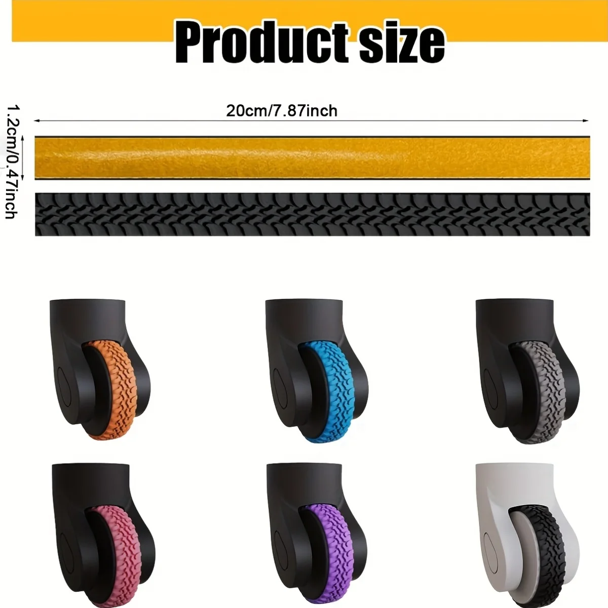 4 Sporty Silicone Suitcase Wheel Protectors - alternate angle