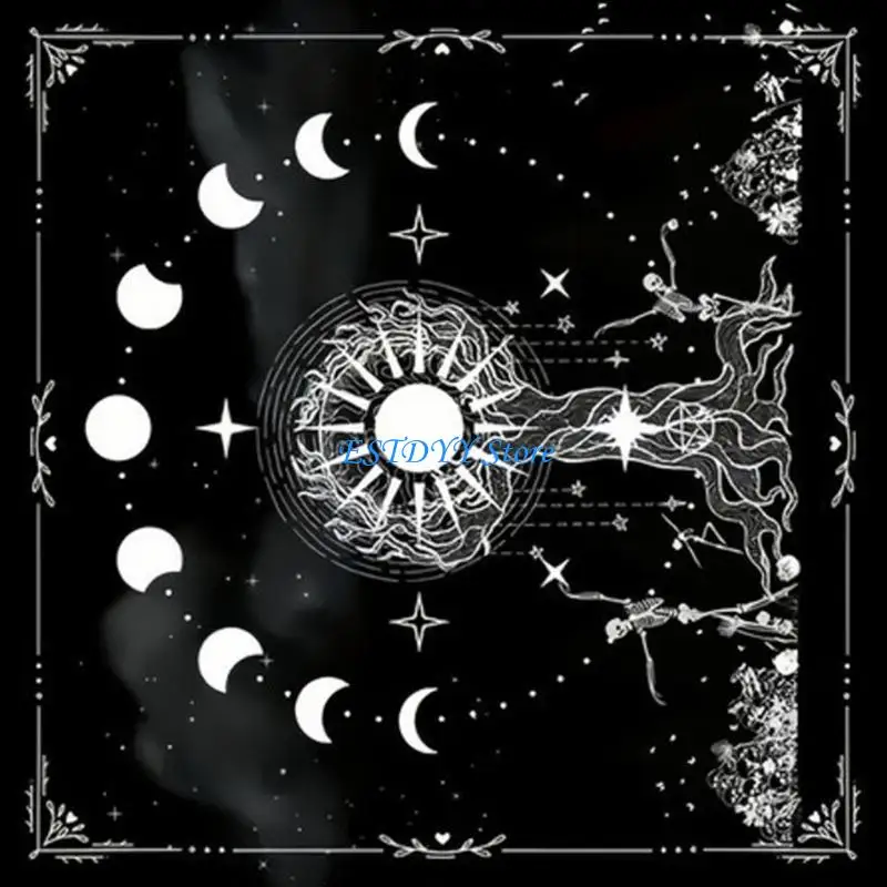 G6DE Sun Astrologys Altars Tarots Cloth Astrologys Oracles Board Game Card Mats for Tarots Readers and Entertainment Purposes