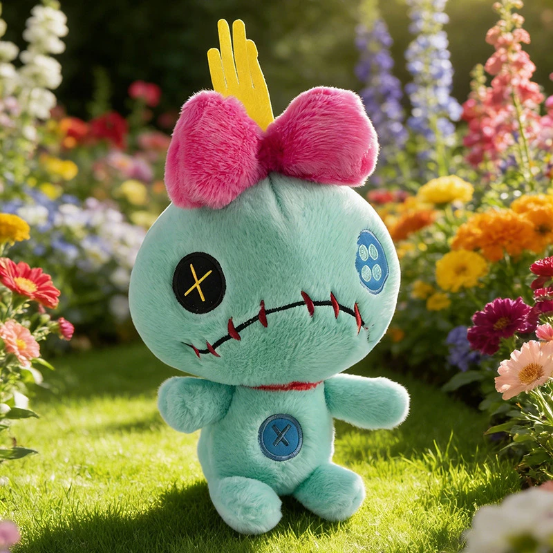 

Stitch & Scrump Plush Toy - Green with Pink Accents Soft Fabric Car Decor Cute Character Gift for Halloween Birthdays Christmas