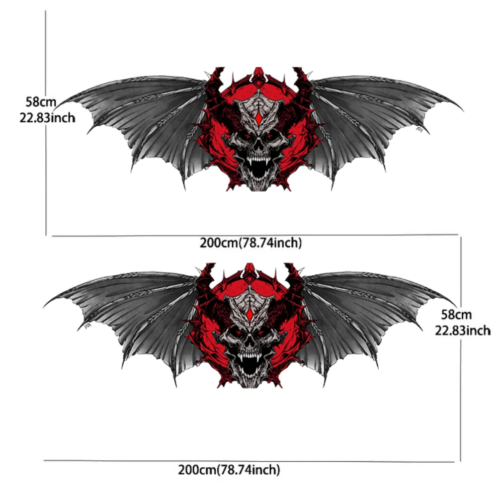 Devil Flower and Devil Mask Car Side Wraps, Self-Adhesive PVC Waterproof & Scratch-Resistant Stickers, Car Accessory Gift