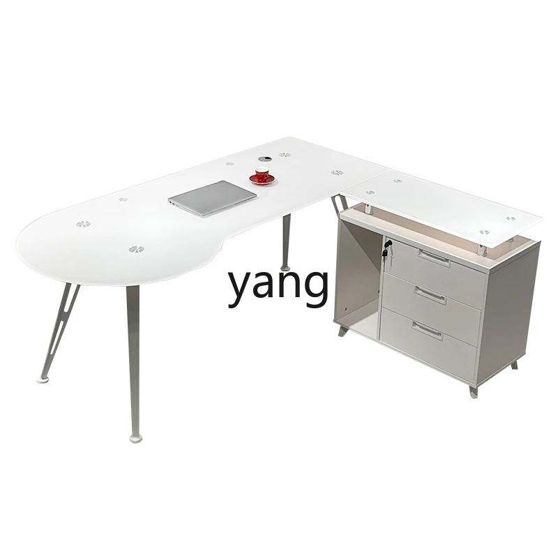 LH light luxury tempered glass manager table modern executive table writing desk