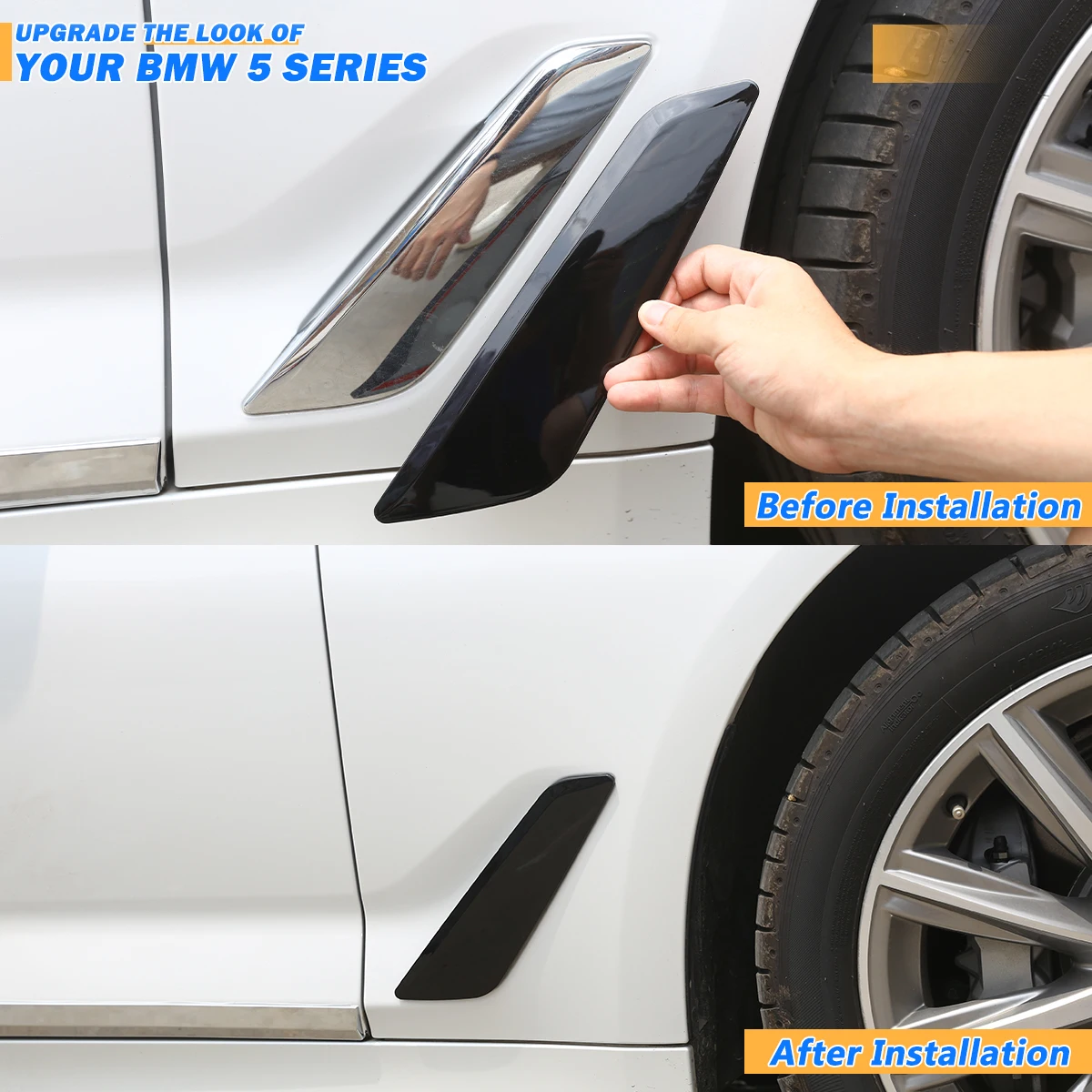 

Side Wing Air Flow Fender Grill Outlet Intake Vent Cover Trim Side Wing Spoiler For BMW G30 5 Series 2018 2019 2020 2021 2022