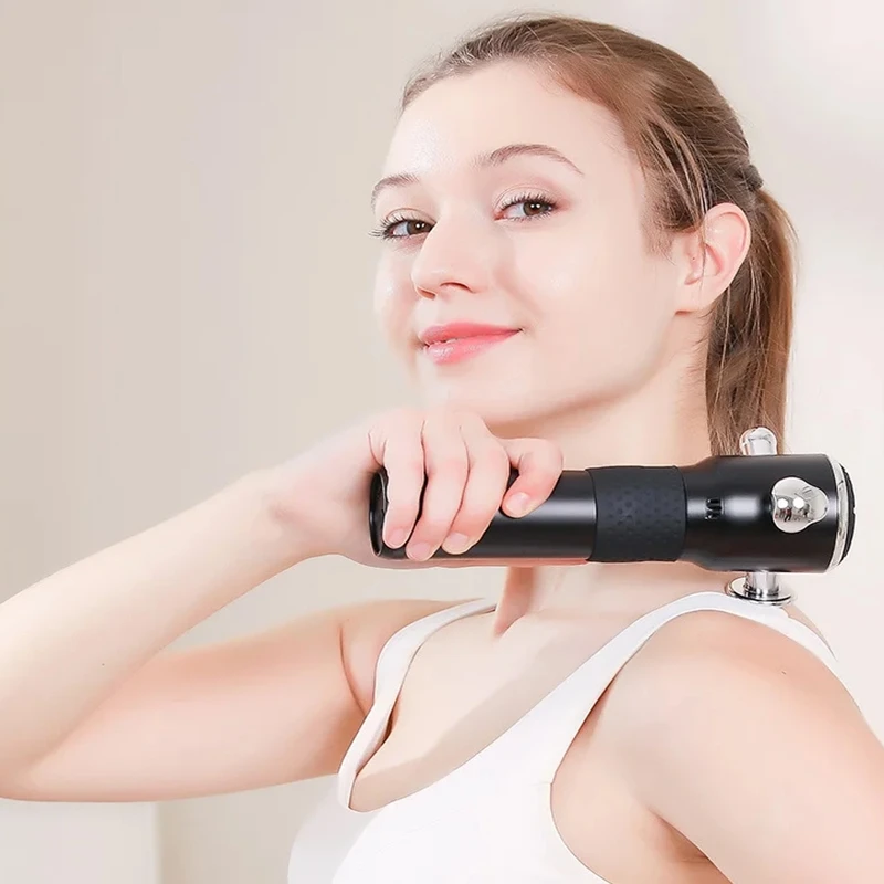 

High Frequency Fascia Gun Handheld Cordless 3 Speed 4 Heads Deep Muscle Relaxation Full Body Neck Back Fitness Slimming Massager