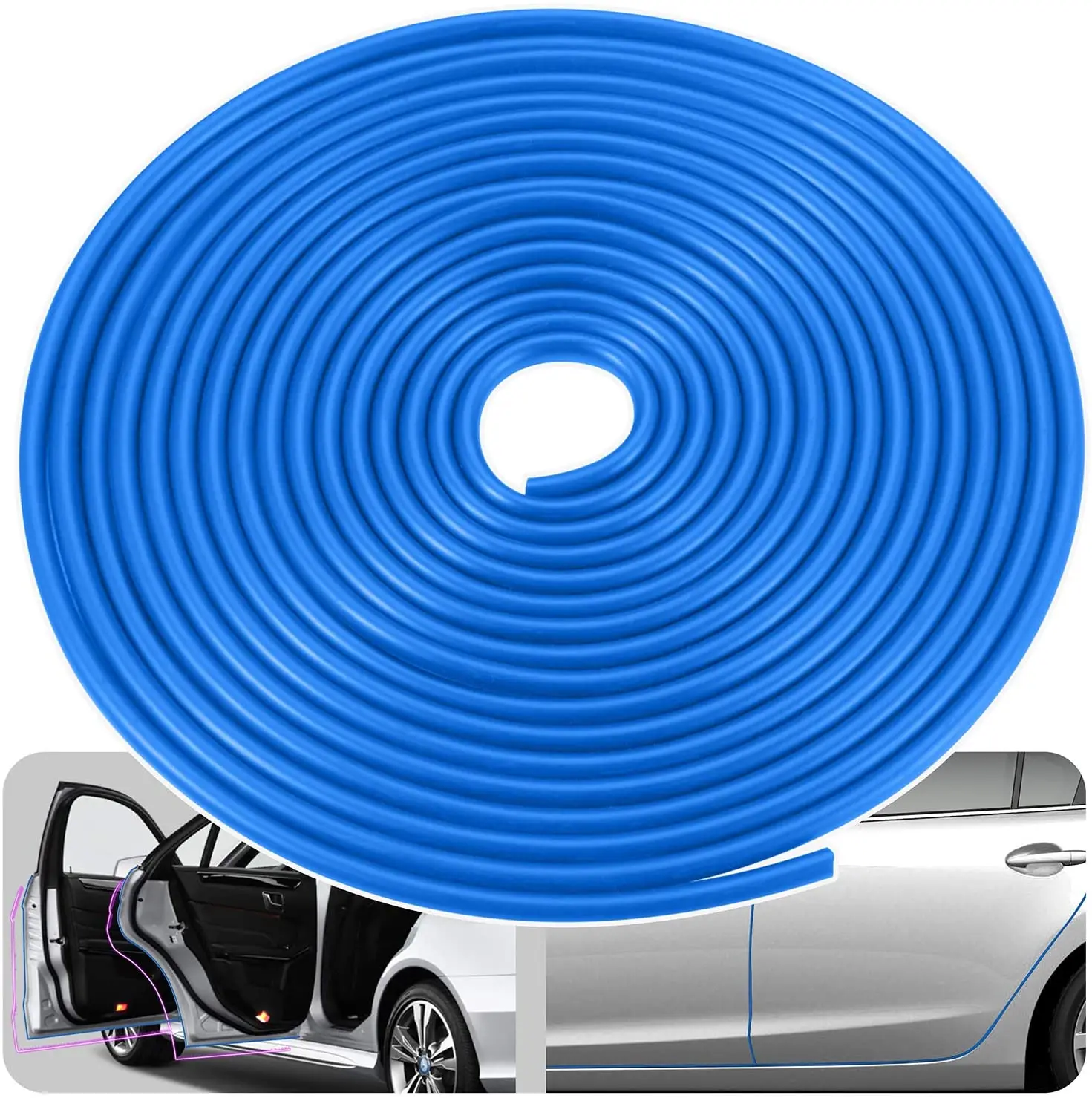 

Blue 16Ft U Shape Rubber Seal Car Door Edge Guard Molding Trim Protectors Strip