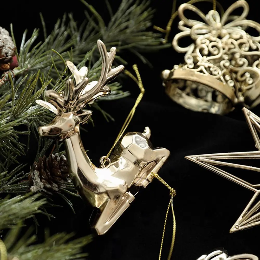 

Gold Christmas Hanging Decoration Plastic Butterfly Dragonfly Xmas Ornament Ball Angel Snowflake Festival Favors