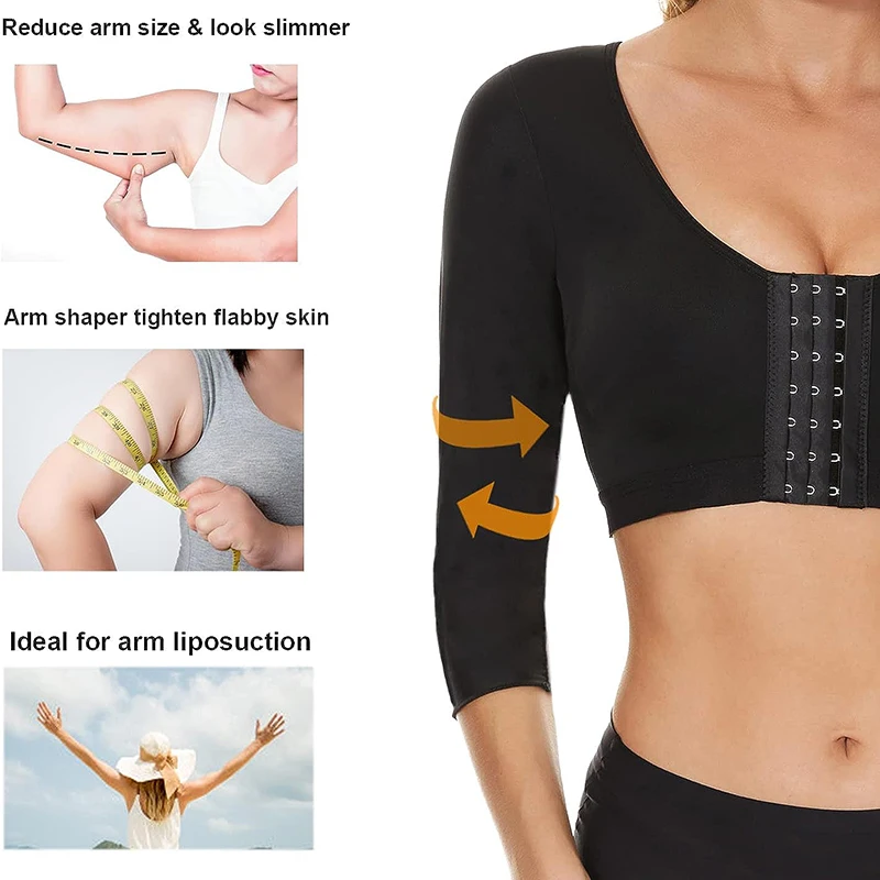 Arm Shaper for Women Post Surgery Arm Lipo Compression Sleeves Front Closure Shapewear Bra Posture Corrector