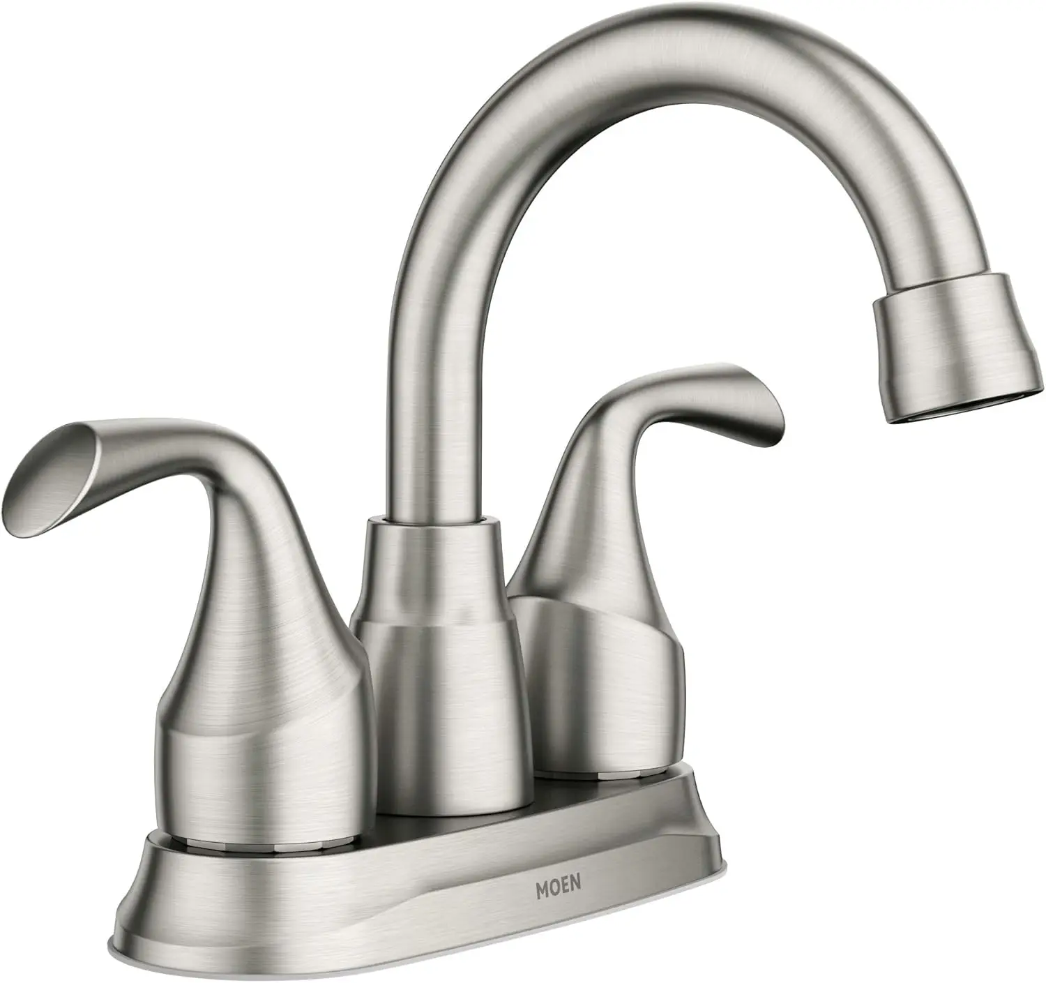 

High Arc Brushed Nickel 2-Handle Centerset Bathroom Sink Faucet with Drain, Spot Resistant
