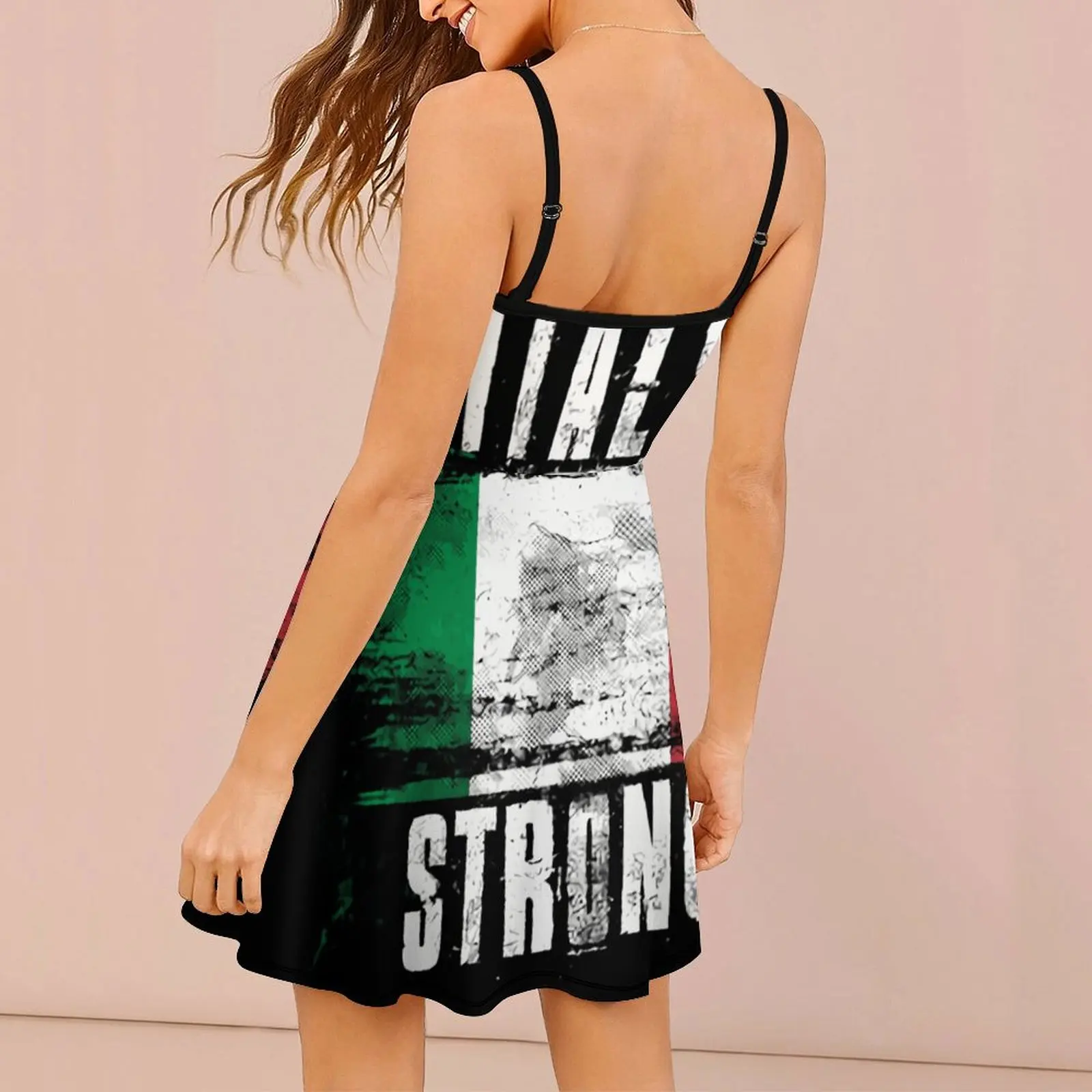 Italy Strong Distressed Graffiti Flag Italia Women's Sling Dress Humor Graphic Strappy Dress Novelty Exotic Woman's Clothing  Cl