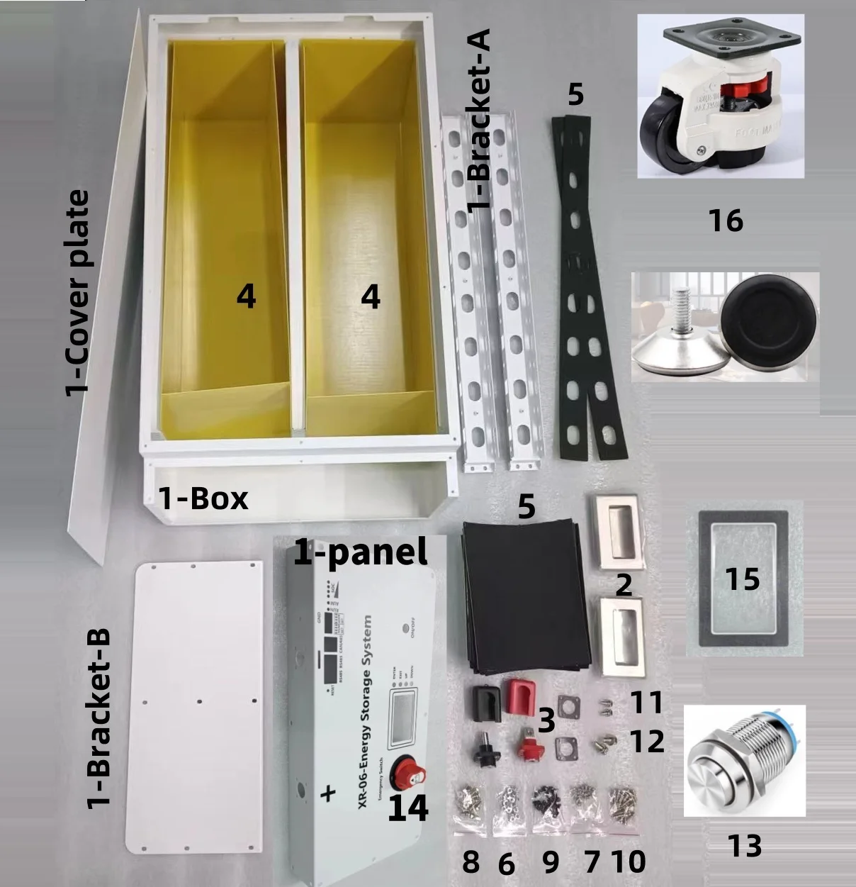 XR06-48V230AH Power Box LiFePO4 Battery Case Solar Home Energy Storage 16S 51.2V DIY Kit For BMS 2.0 EVE CATL 200AH 202 230AH