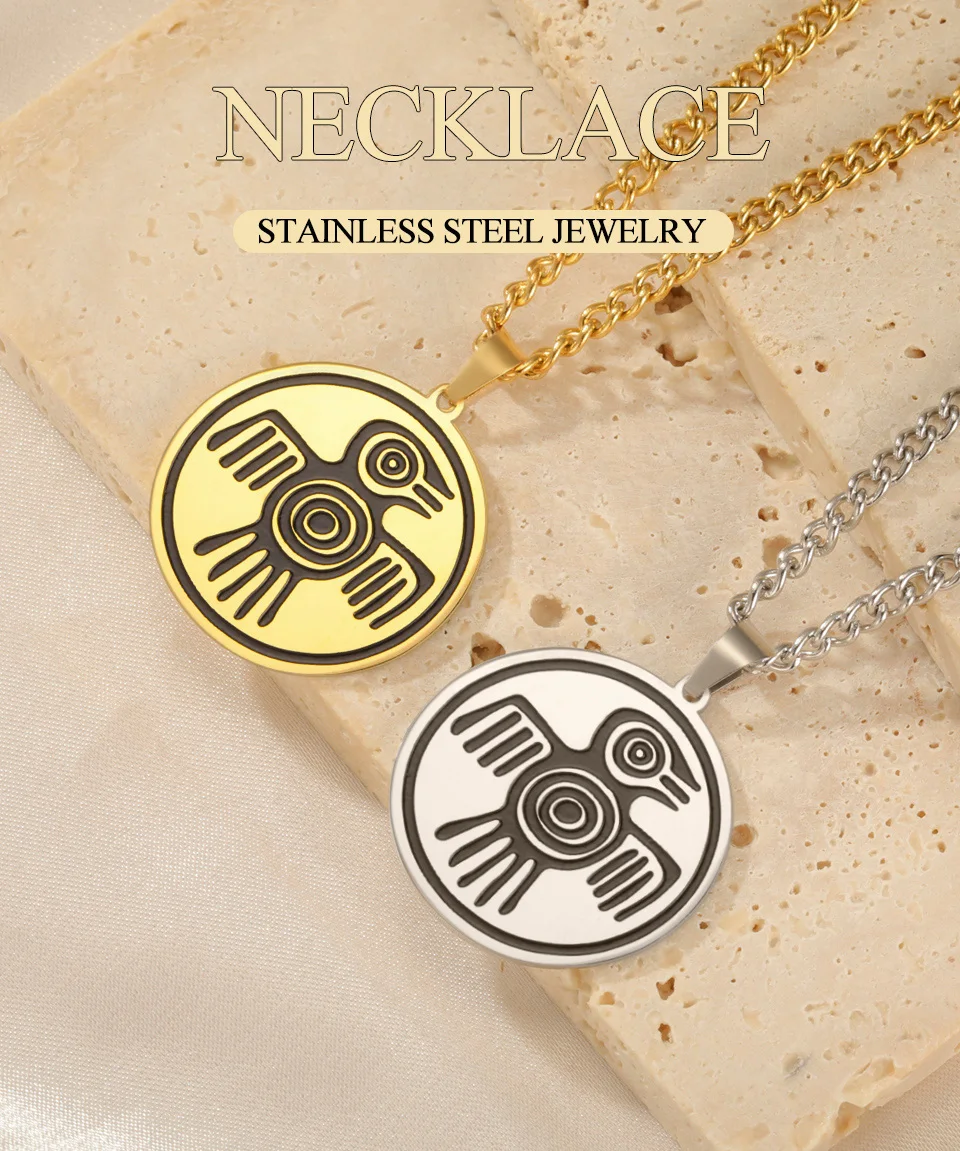 Dawapara aztekischen Geist Vogel Symbol Halskette Maya Kultur Kraft Stärke und Mut Amulett Anhänger Edelstahl Schmuck – Detail 1