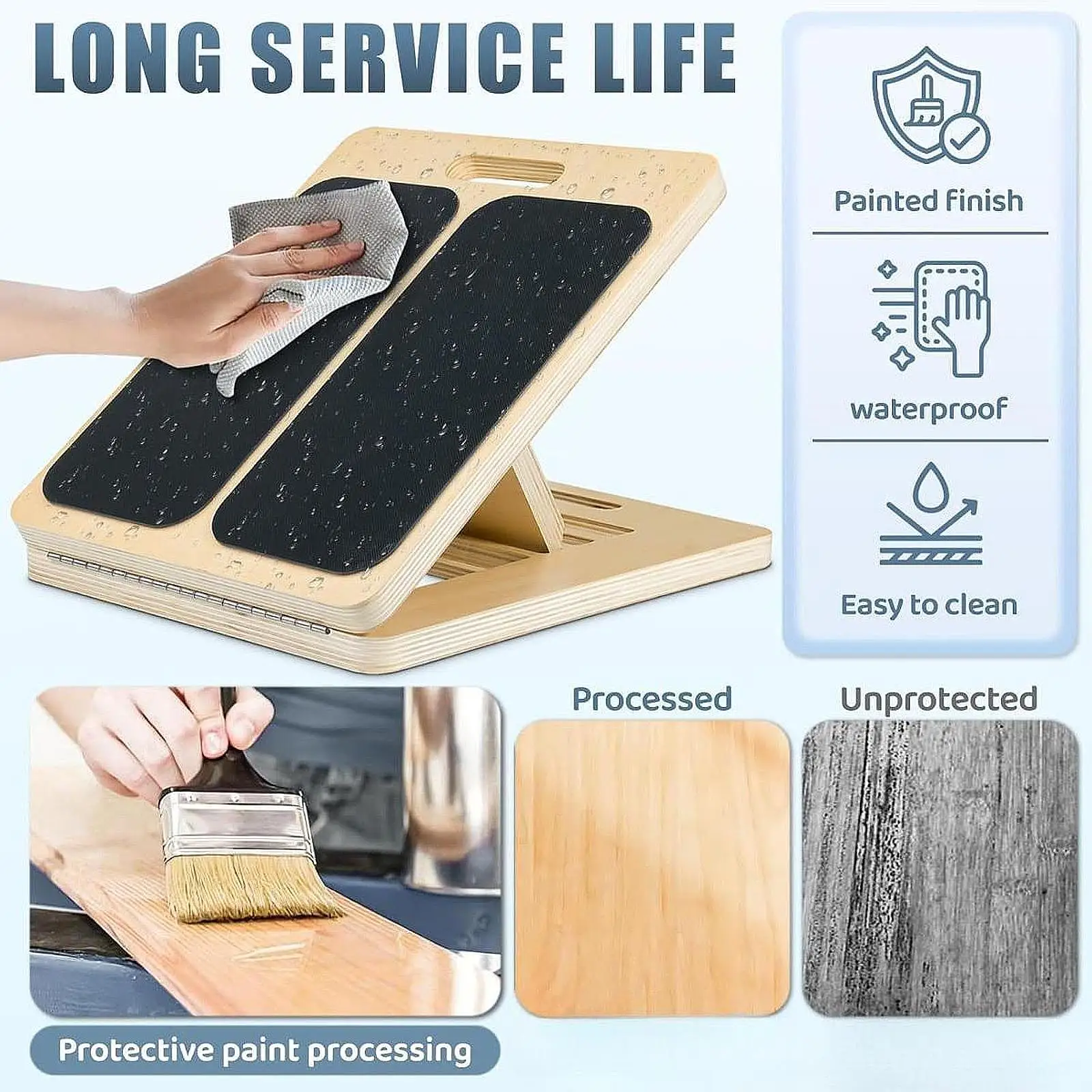 Picture 5: Professional Wooden Stretching Board Slant Board Adjustable Portable Non-slip Calf Stretch Wedge Exercise Equipment Squat Board