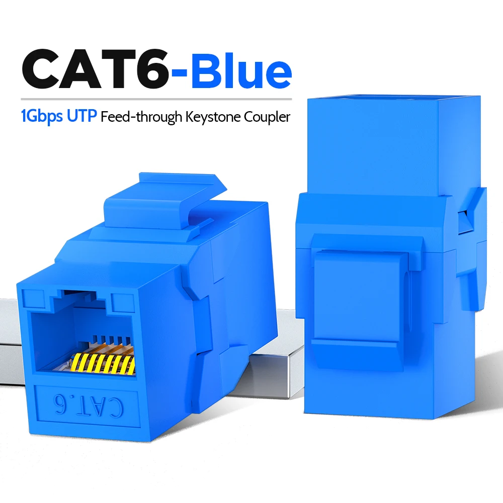 CAT6A RJ45 Inline-koppeling Keystone-aansluiting, AMPCOM RJ45 Cat6 CAT5E Rechte Keystone-module Extender Adapterkoppelingen