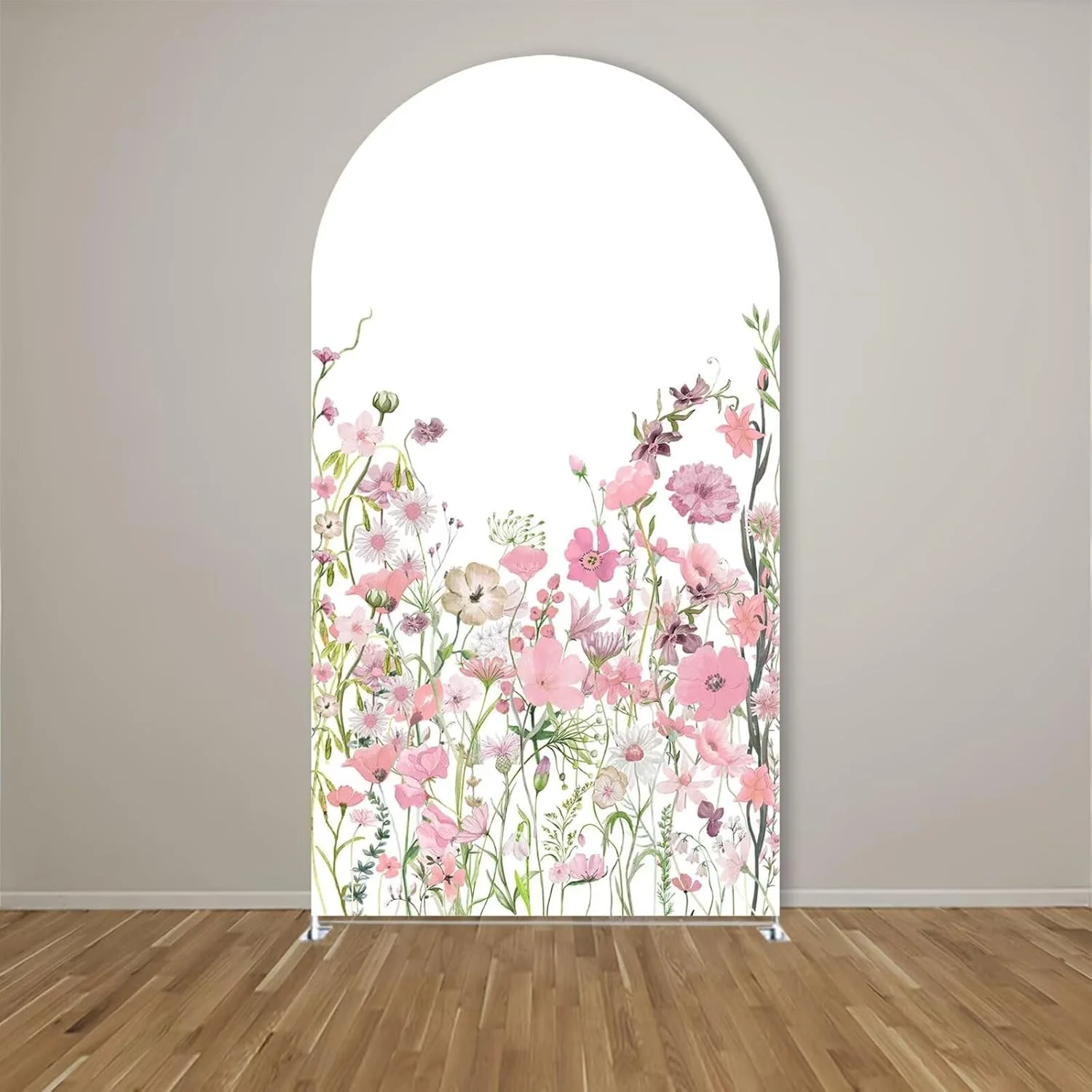 Pink Bow Arched Backdrop Covers Spring Floral Stretchy Arch Stand Cover for Girls Birthday Baby Shower Fiesta Parties