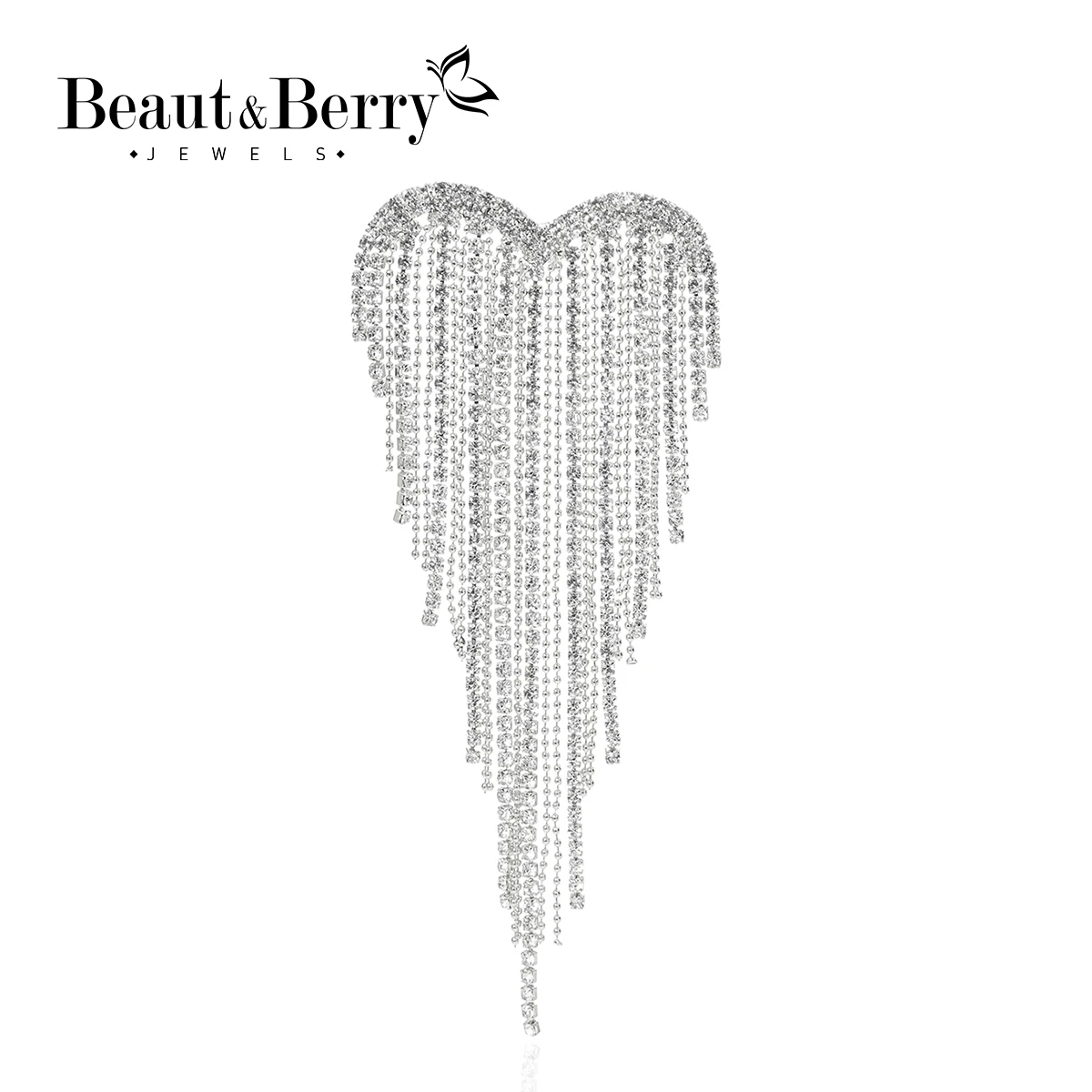 Beaut&Berry Fashionable Rhinestone Tassel Rhinestone Love Brooches Unisex Heart Office Party Casual Pins Accessories Gifts