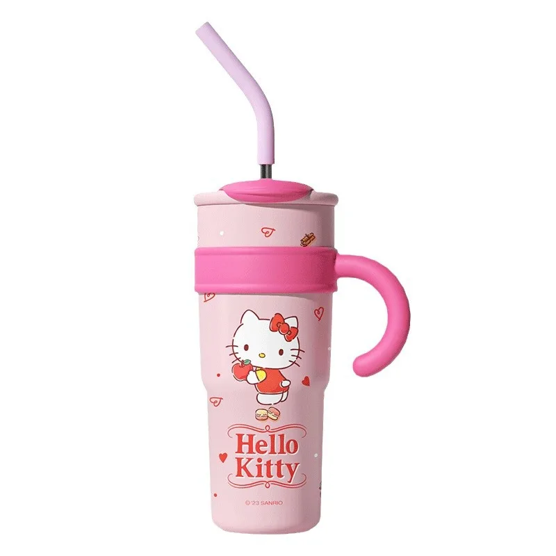 Hallo Kitty Wasser flasche 1200ml Sanrio niedlich isoliert große Kapazität Stroh Thermoskanne meine Melodie Cartoon Kinder Edelstahl Tasse