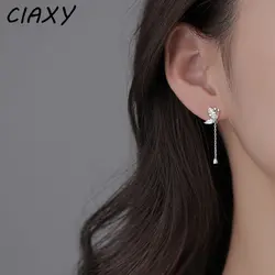 CIAXY Silver Color Butterfly Stud Earrings For Women Temperament Tassel Drop Earring s Korean Jewelry Girls Party Gifts