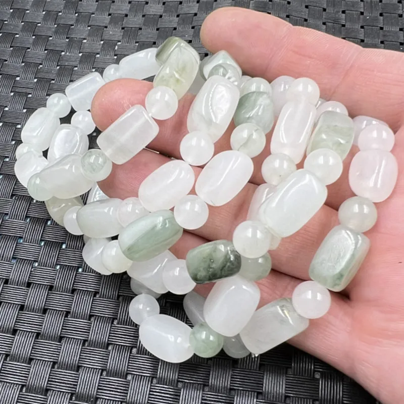 , Tianshan green natural shape , quartzite loose stone , colorful bracelet, jade beaded b