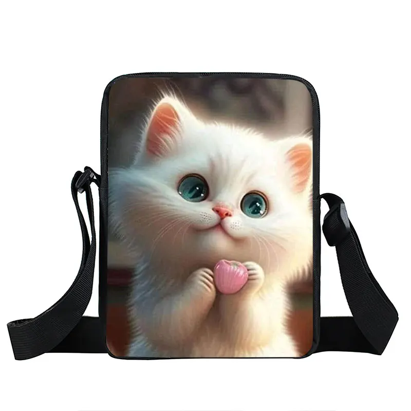 Cute Cat Print Crossbody Bags Women Handbag Felinae/Siamese Cat Shoulder Bags for Travel Kitten Phone Messenger Bag Book Bag