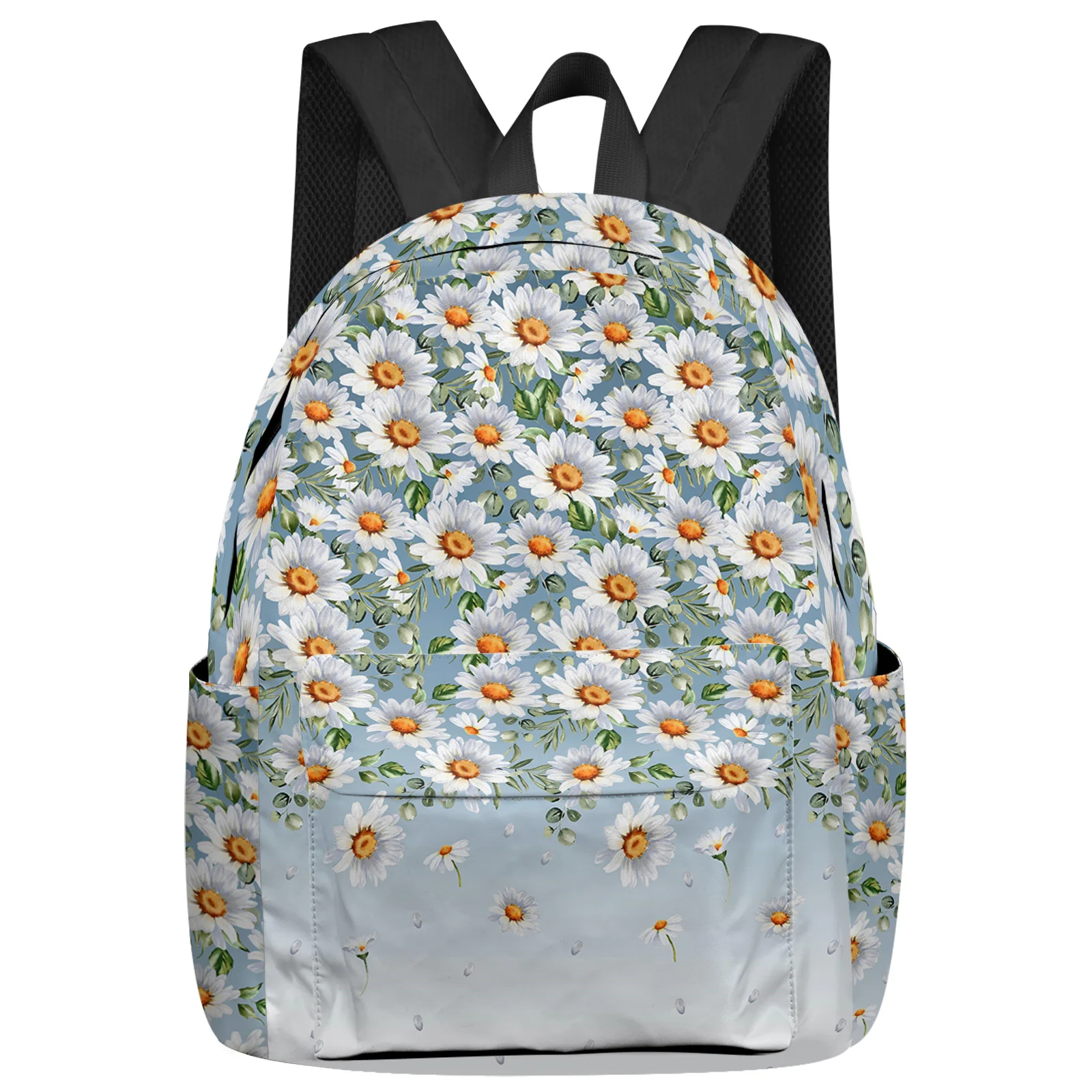 Flower Daisy Gradient Student School Bags Laptop Custom Backpack For Men Women Female Travel Mochila