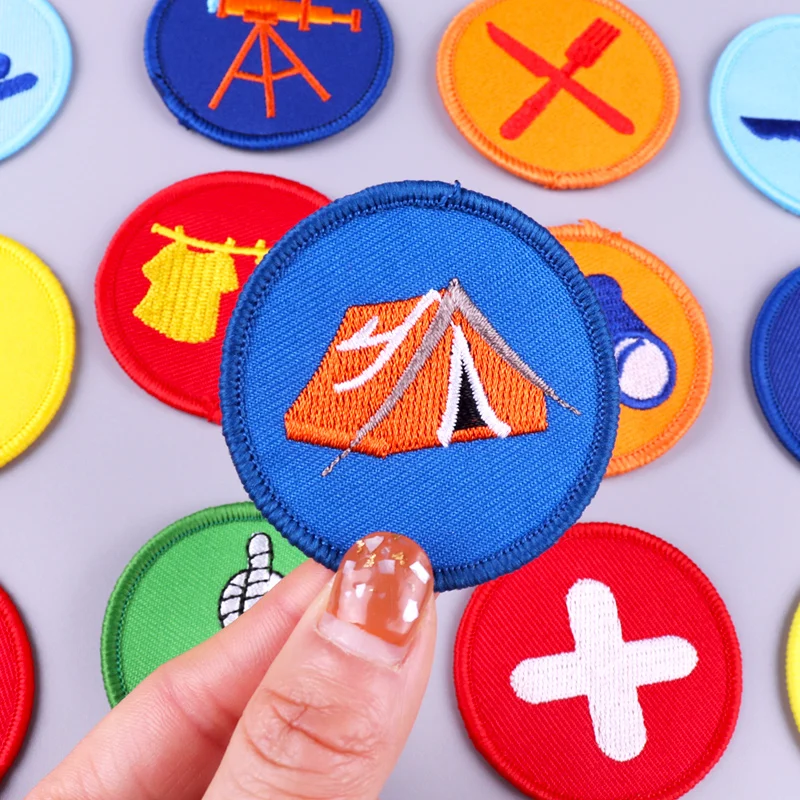 Cartoon Round Badges Boy Scout Uniform Embroidered Patches On Clothes Jackt Backpack Sewing Accessories Patches For Clothing