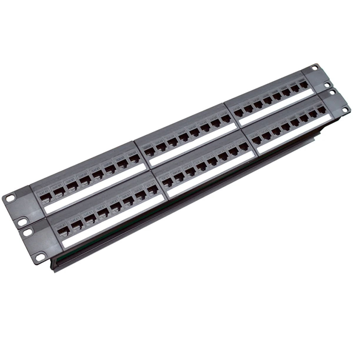 Marco Modular de clavija Keystone, Panel de parche CAT6, adaptador de Cable RJ45, estante de gabinete 1U de 19 pulgadas, paso a través de 24 puertos