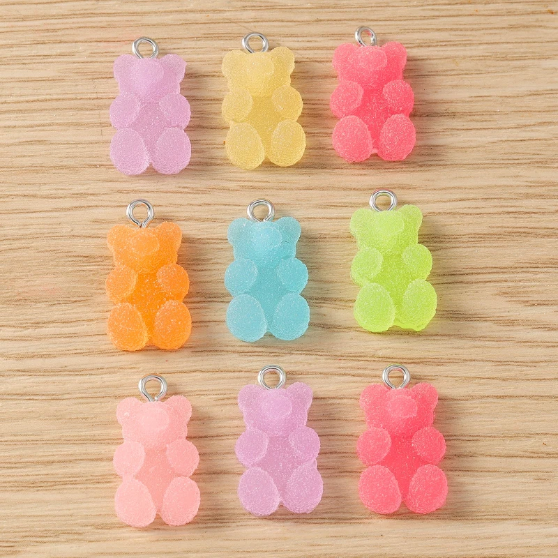 Tusember 20 Stück Niedliche Bonbonfarbene Harz-Gummibärchen-Anhänger für Schmuckherstellung Ohrringe Halskette Armband DIY Basteln – Detail 4