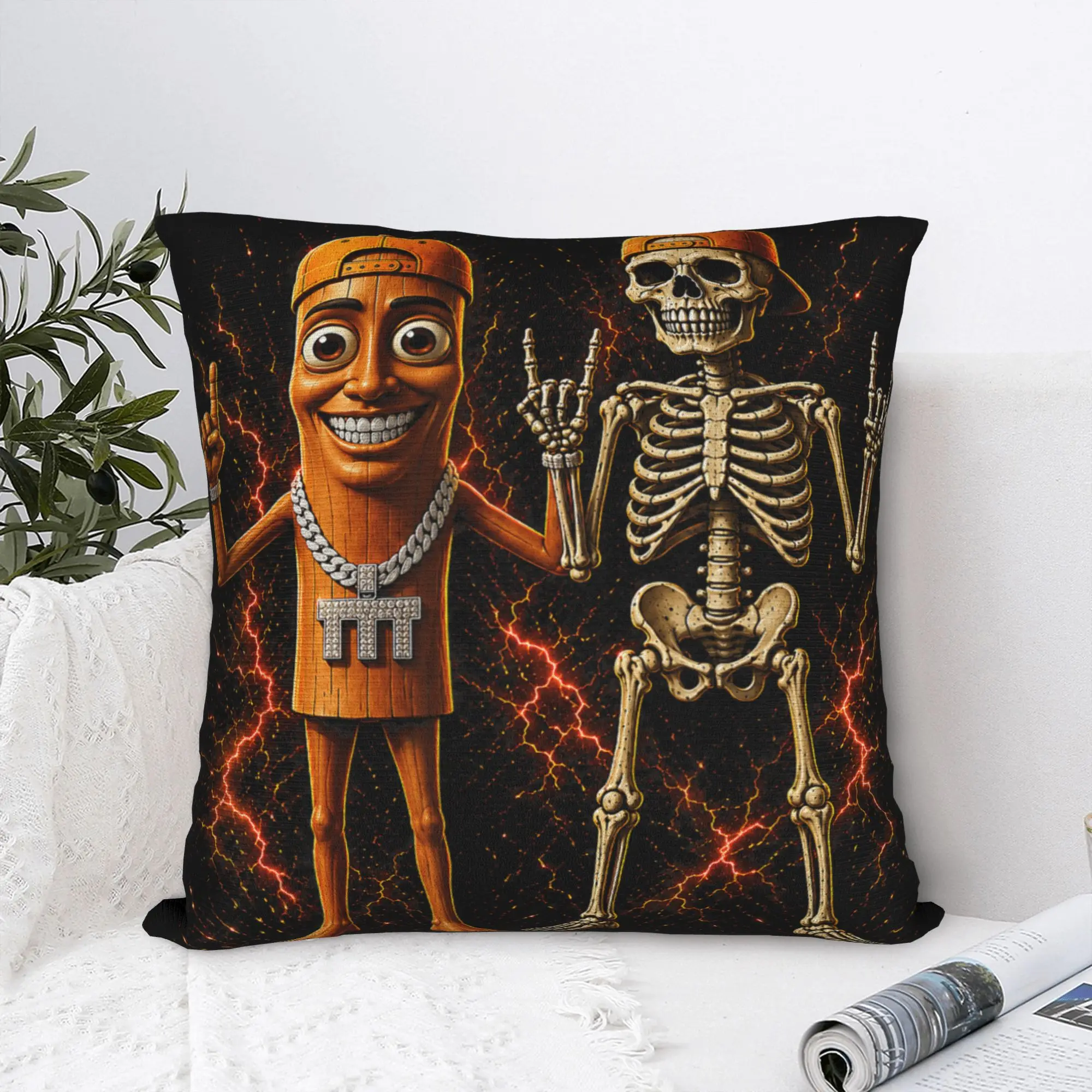 Pillow Cover Tung Tung Tung Sahur Skeleton Halloween  Novelty Pillow Case For Office Car Home Decor Pillowcases