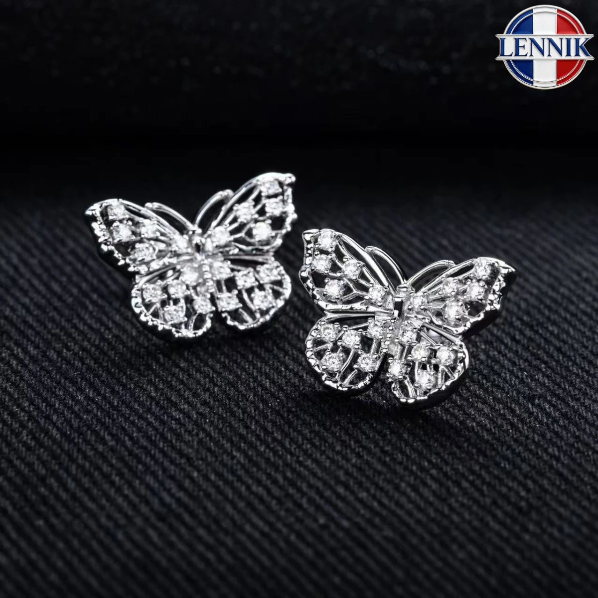 

LENNIK D Color 1.6mm Moissanite Butterfly Stud Earring 925 Sterling Silver 18K Plated Jewelry for Women Birthday Gifts