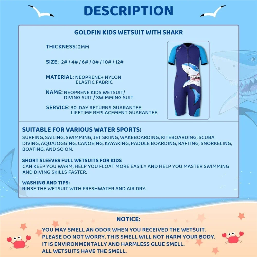 Kids Shorty Wetsuits 2mm Neoprene Youth Wetsuit Swimsuit for Children Boys Toddler Water Aerobics Swimming Diving Surfing